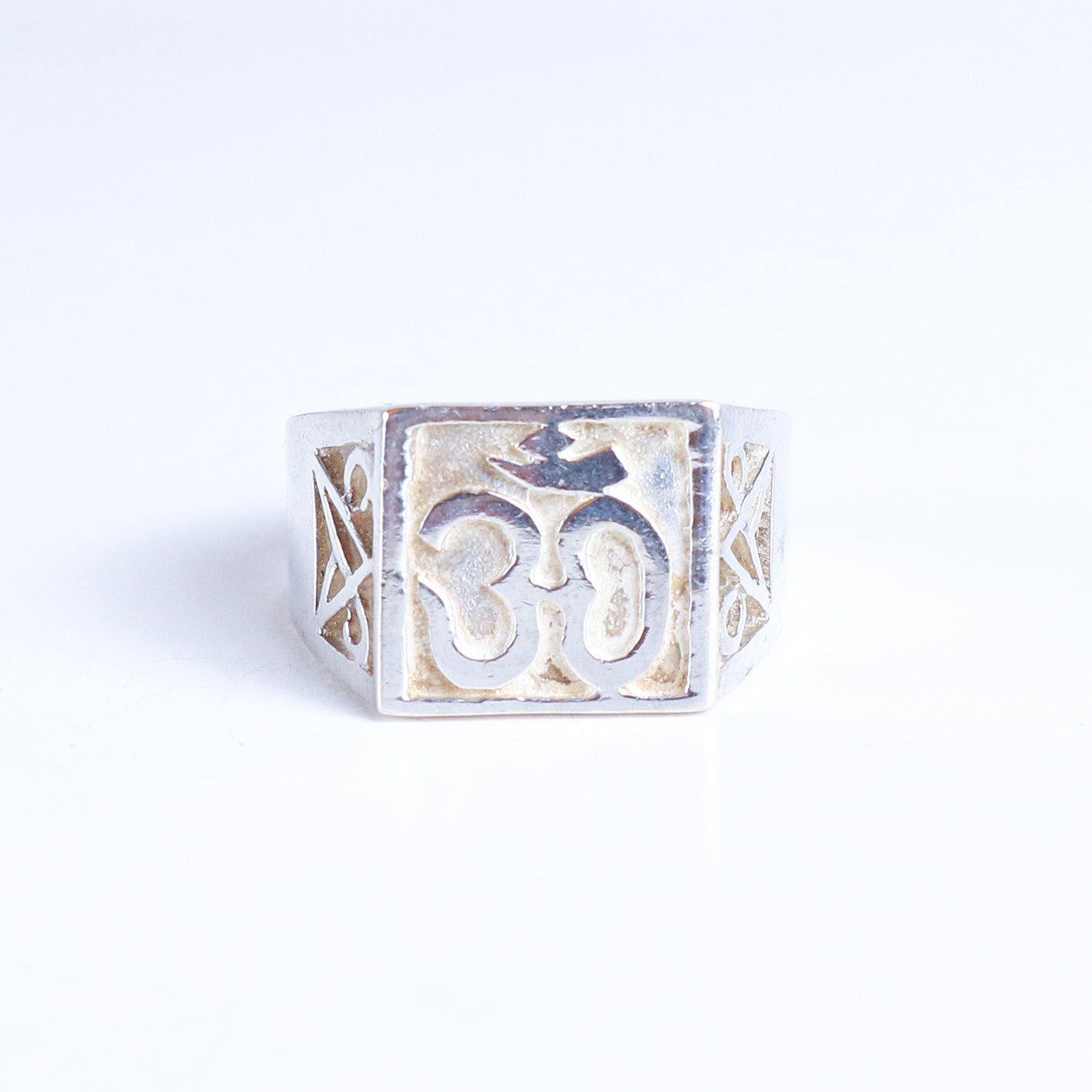Vintage Sterling Silver OM Biker Ring