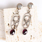 Vintage Tribal Garnet Openwork Sterling Silver Earrings