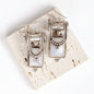 Vintage Tribal Moonstone Saddle Shape Sterling Silver Earrings