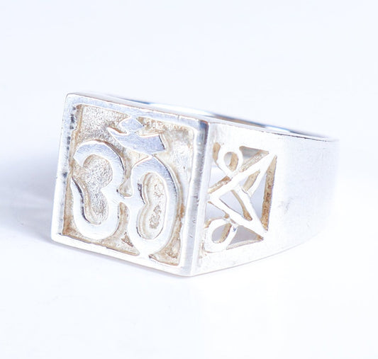 Vintage Sterling Silver OM Biker Ring