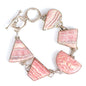 Vintage Cabochon Rhodochrosite Multi Shaped Sterling Silver Bracelet