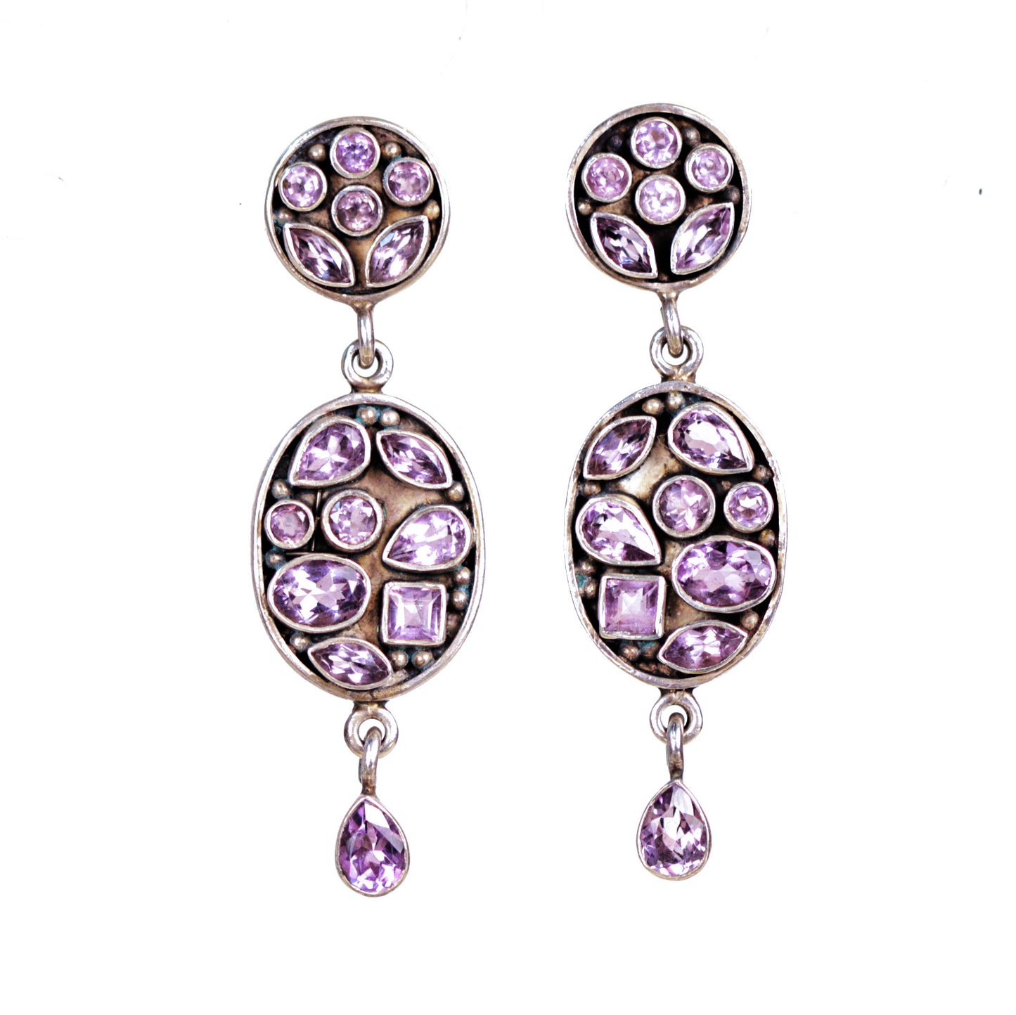 Vintage Amethyst Sparkling Sterling Silver Earrings