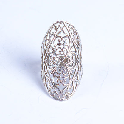 Vintage Sterling Silver Hollow-out Filigree Ring