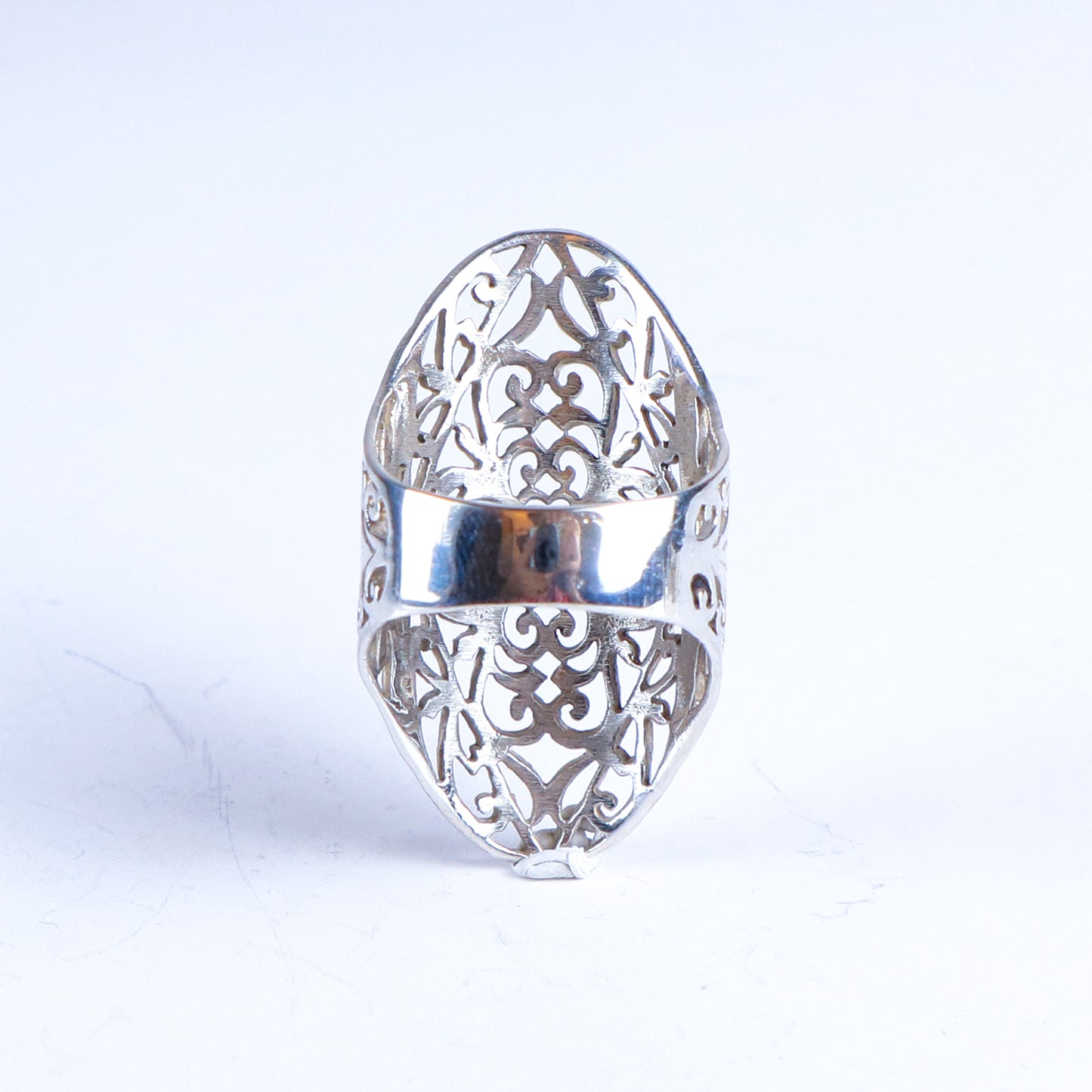 Vintage Sterling Silver Hollow-out Filigree Ring