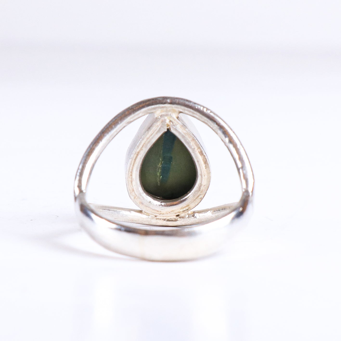 Vintage Teardrop Turquoise Sterling Silver Split Shank Ring