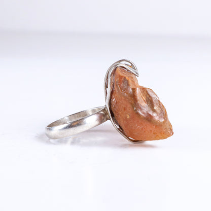 Vintage Brown Natural Form Druzy Sterling Silver Cabochon Ring