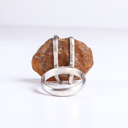 Vintage Brown Natural Form Druzy Sterling Silver Cabochon Ring