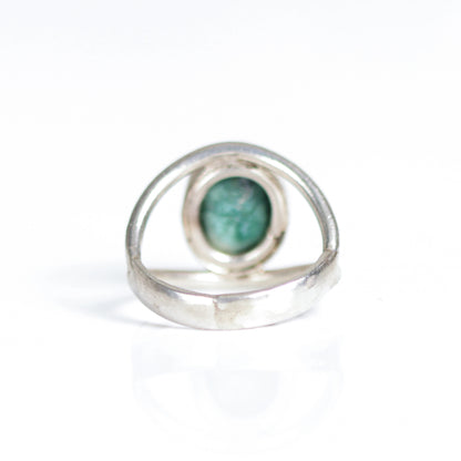 Vintage Oval Shaped Turquoise Sterling Silver Split Shank Ring