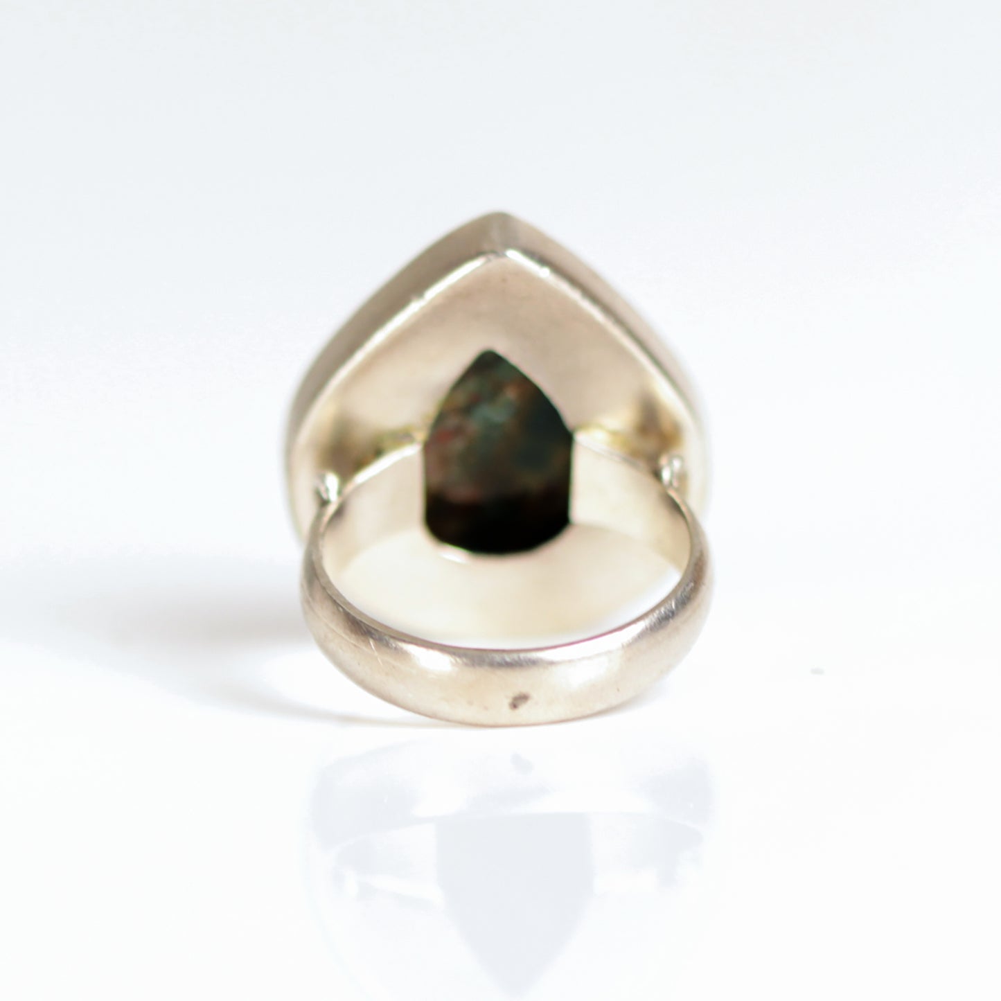 Vintage Drop Shaped Bloodstone Sterling Silver Band Ring