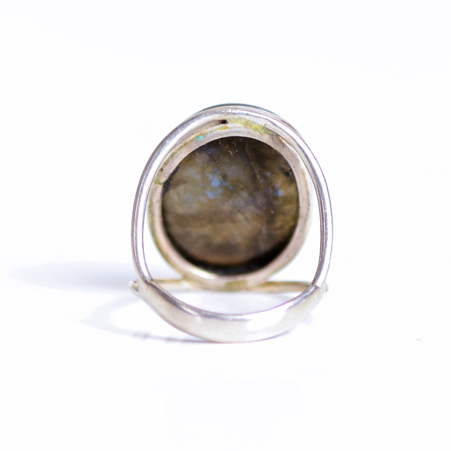 Vintage Oval Shaped Labradorite Sterling Silver Split Shank Ring