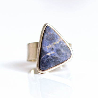 Vintage Triangle Sodalite Sterling Silver Band Ring