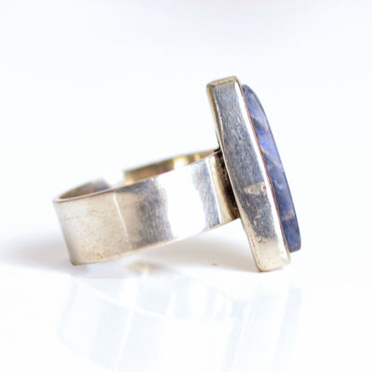 Vintage Triangle Sodalite Sterling Silver Band Ring