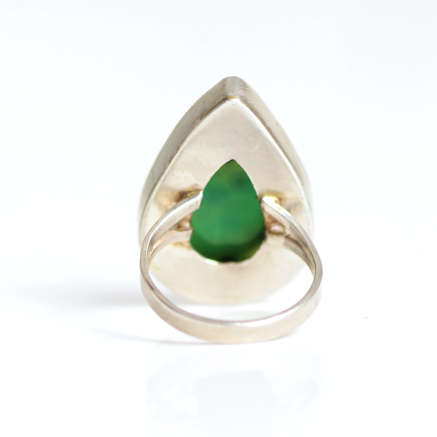 Vintage Drop Shaped Green Onyx Sterling Silver Ring