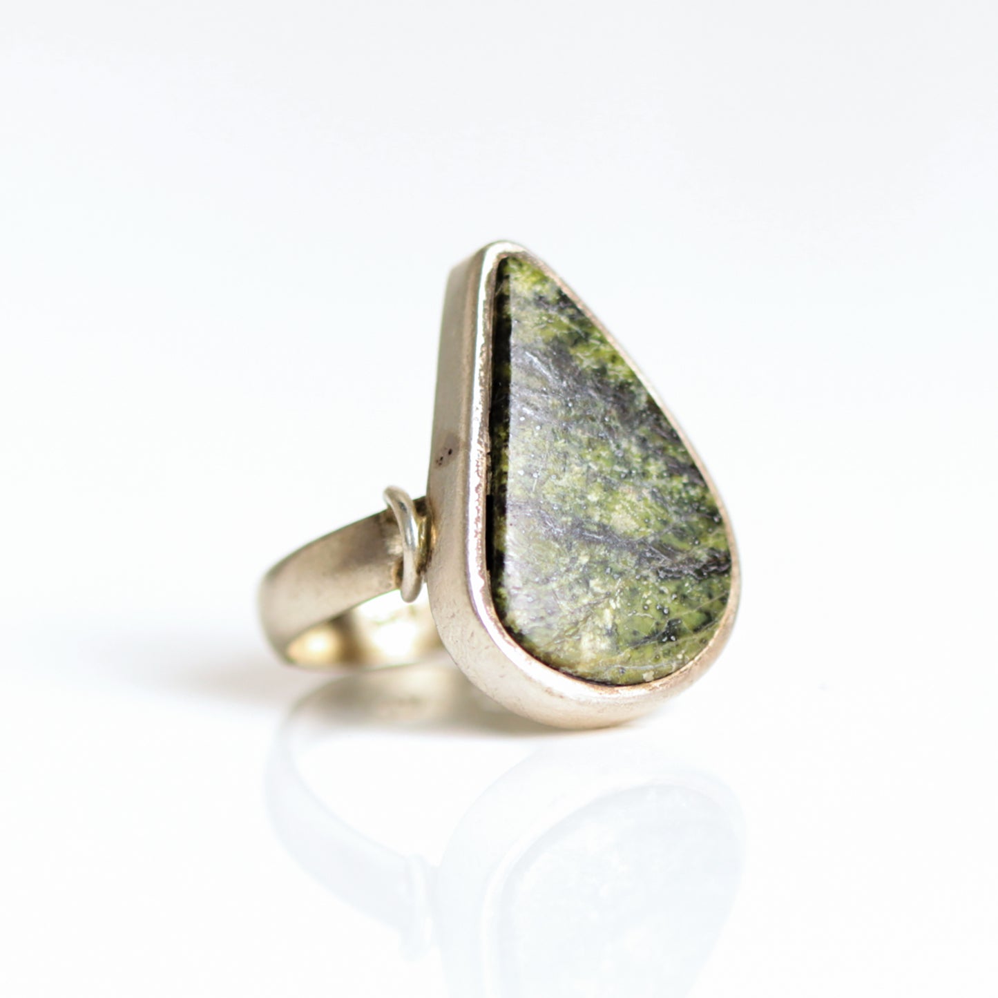 Vintage Green Jasper Sterling Silver Ring