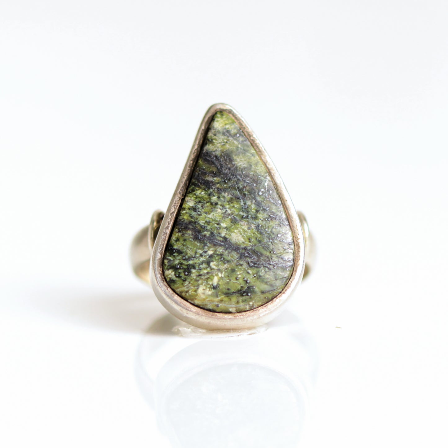 Vintage Green Jasper Sterling Silver Ring