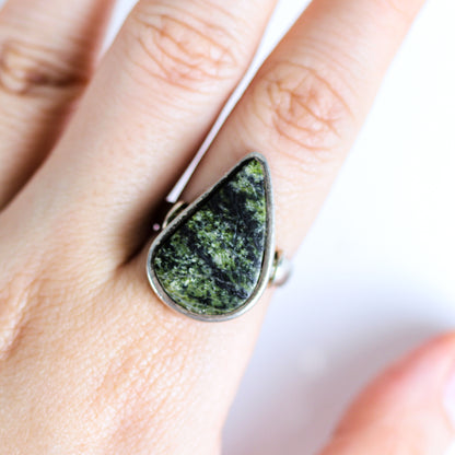 Vintage Green Jasper Sterling Silver Ring