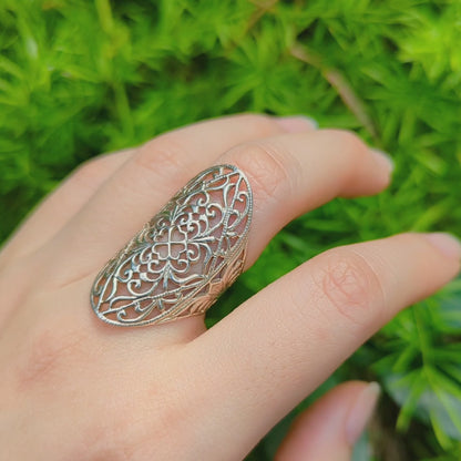 Vintage Sterling Silver Hollow-out Filigree Ring