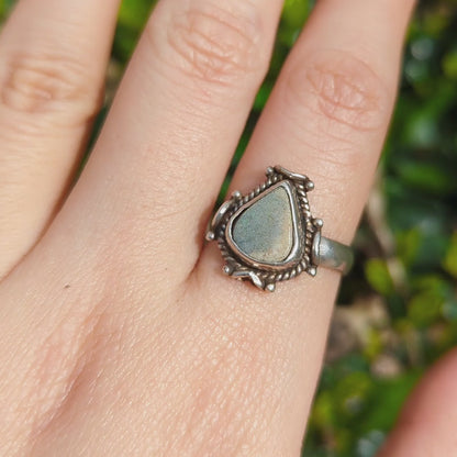 Vintage Teardrop Opal Sterling Silver Tribal Boho Ring